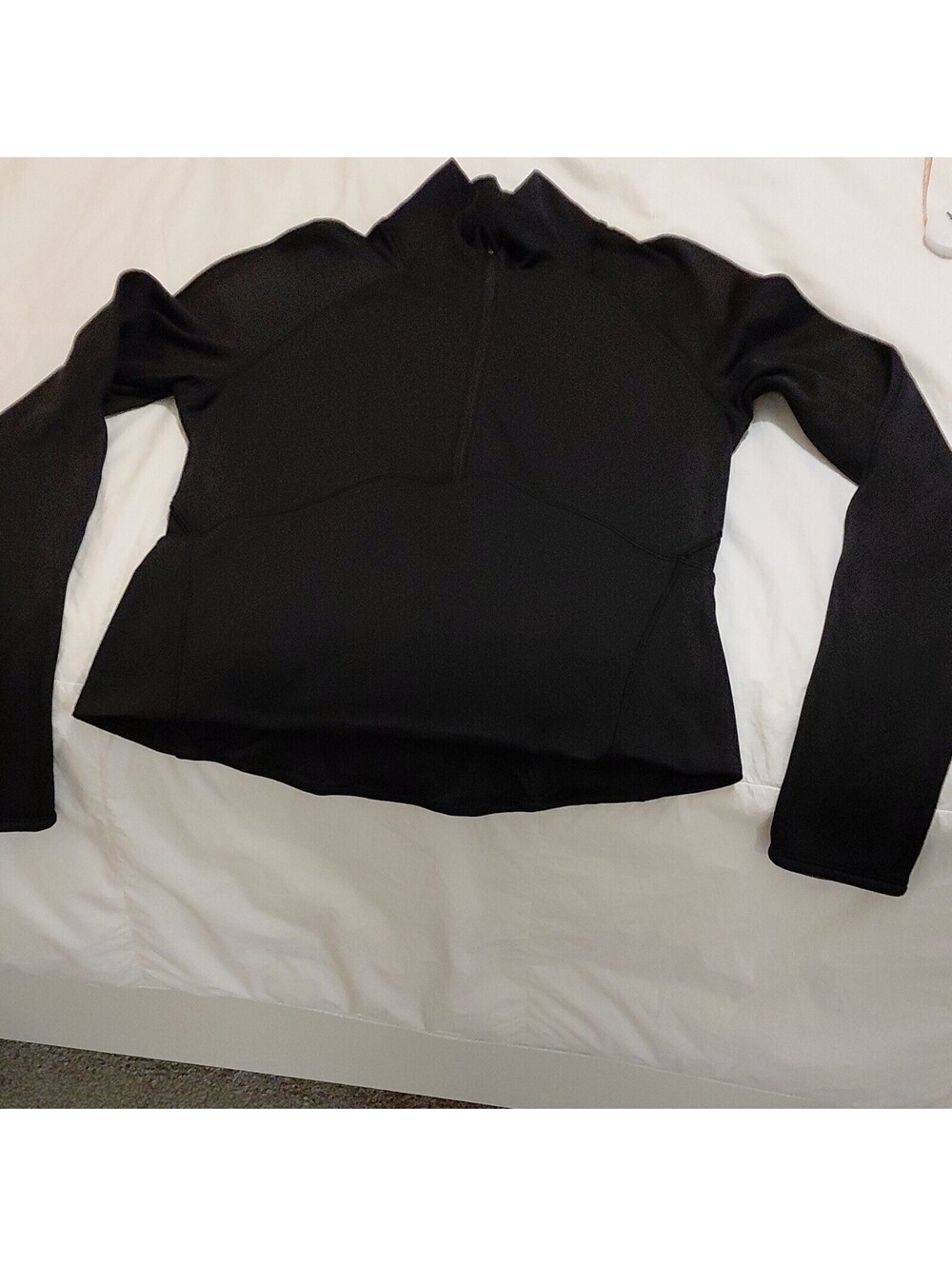 lululemon athletica Women's Mock Neck 1/2 Zip Stretch Top Black Sz 10 EUC #1001
